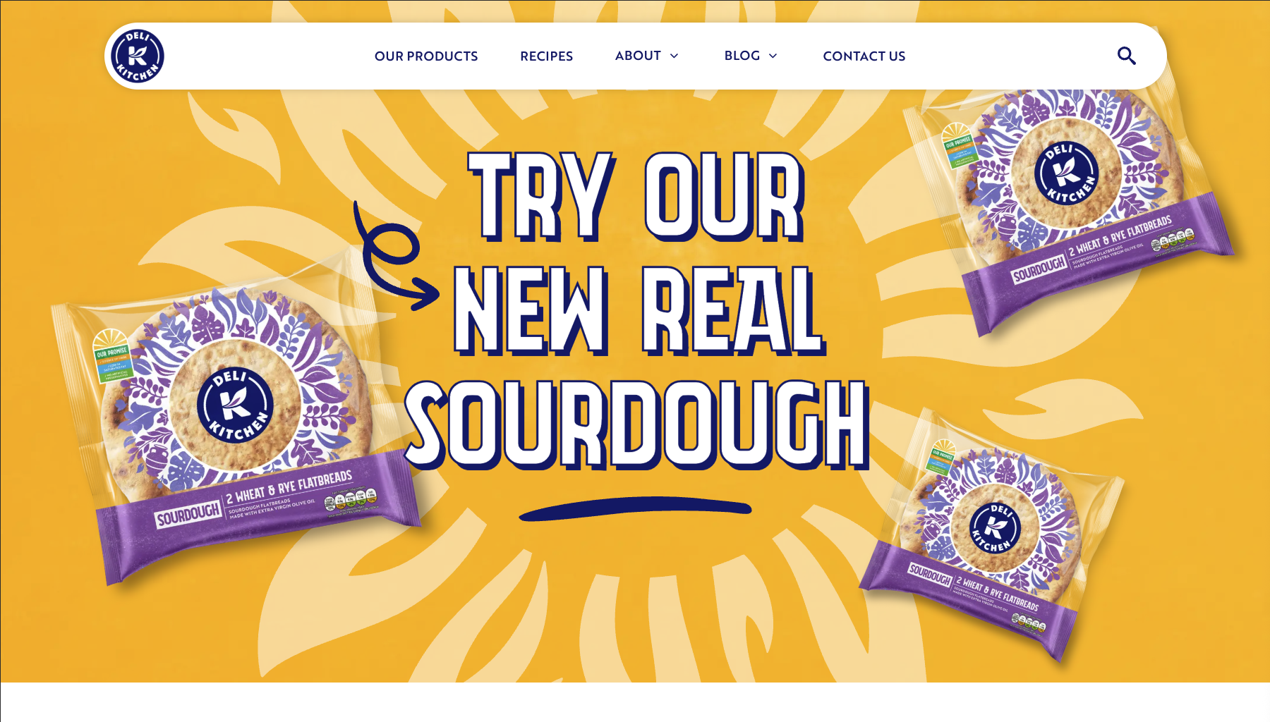 A Deli Kitchen campaign banner reading Try our new real sourdough