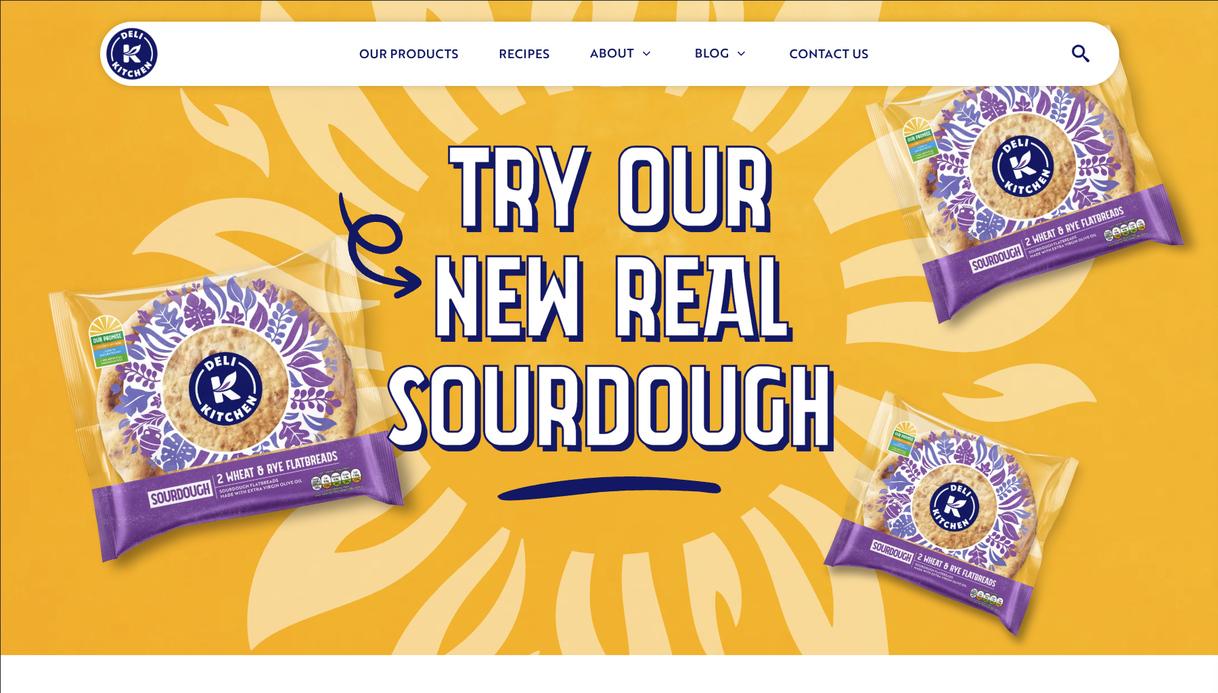 A Deli Kitchen campaign banner reading Try our new real sourdough