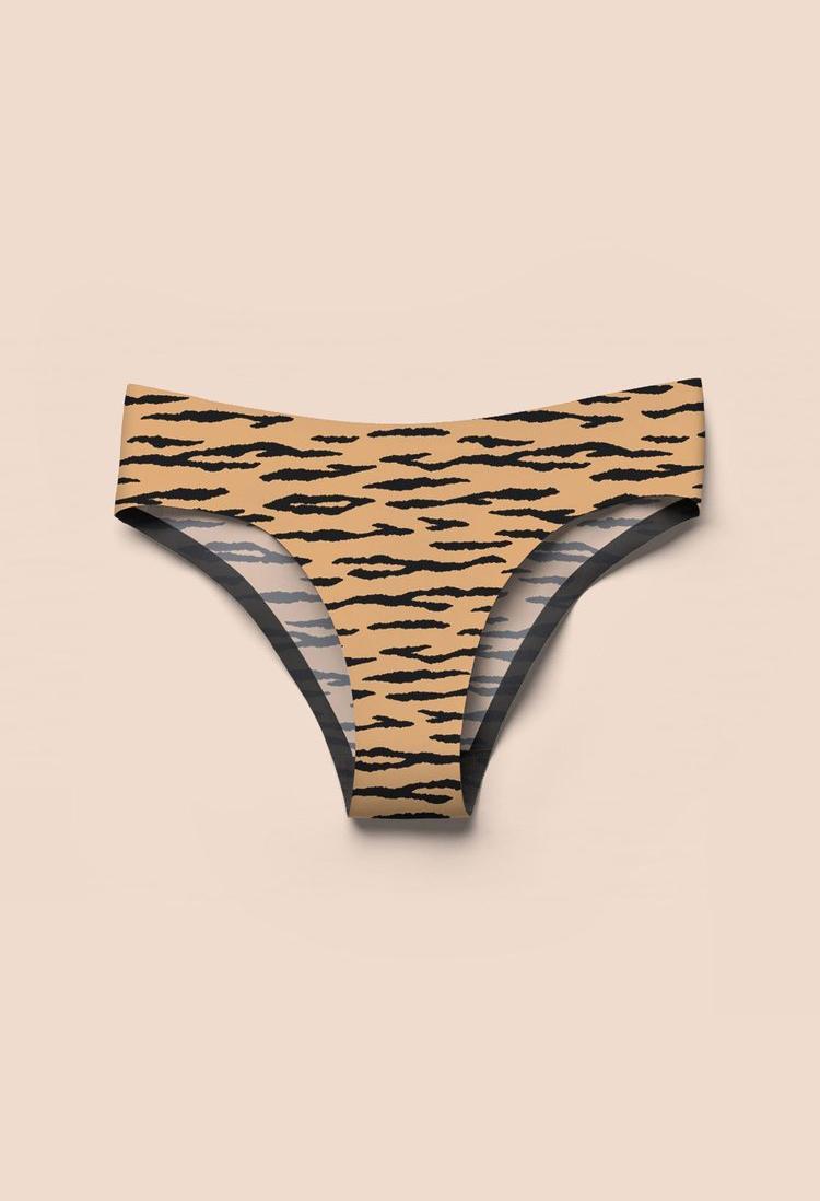 A pair of EBY tiger-print briefs