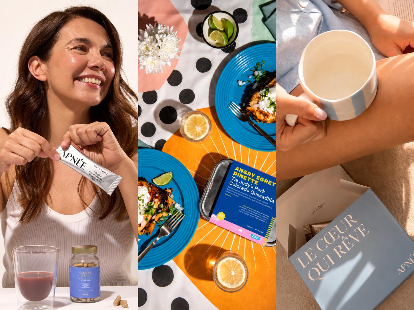 Brand photography from two of our Swell development clients: Apnée and In Good Company